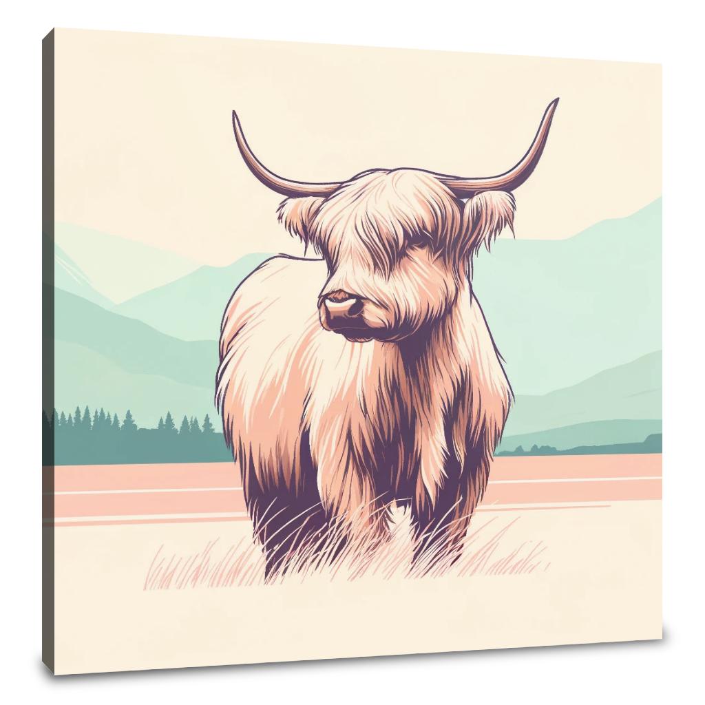 Pastel Highland Cow Minimalism Canvas
