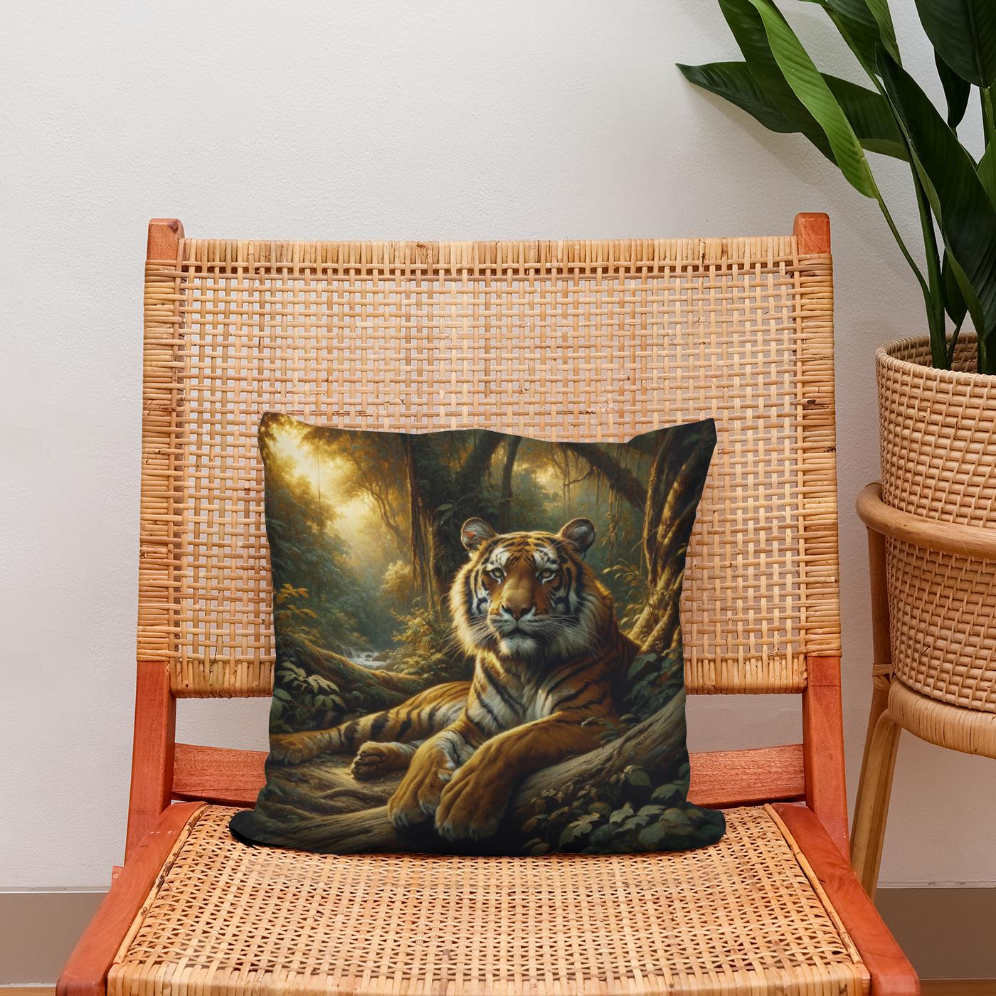 Jungle Repose Tiger Cotton Cushion