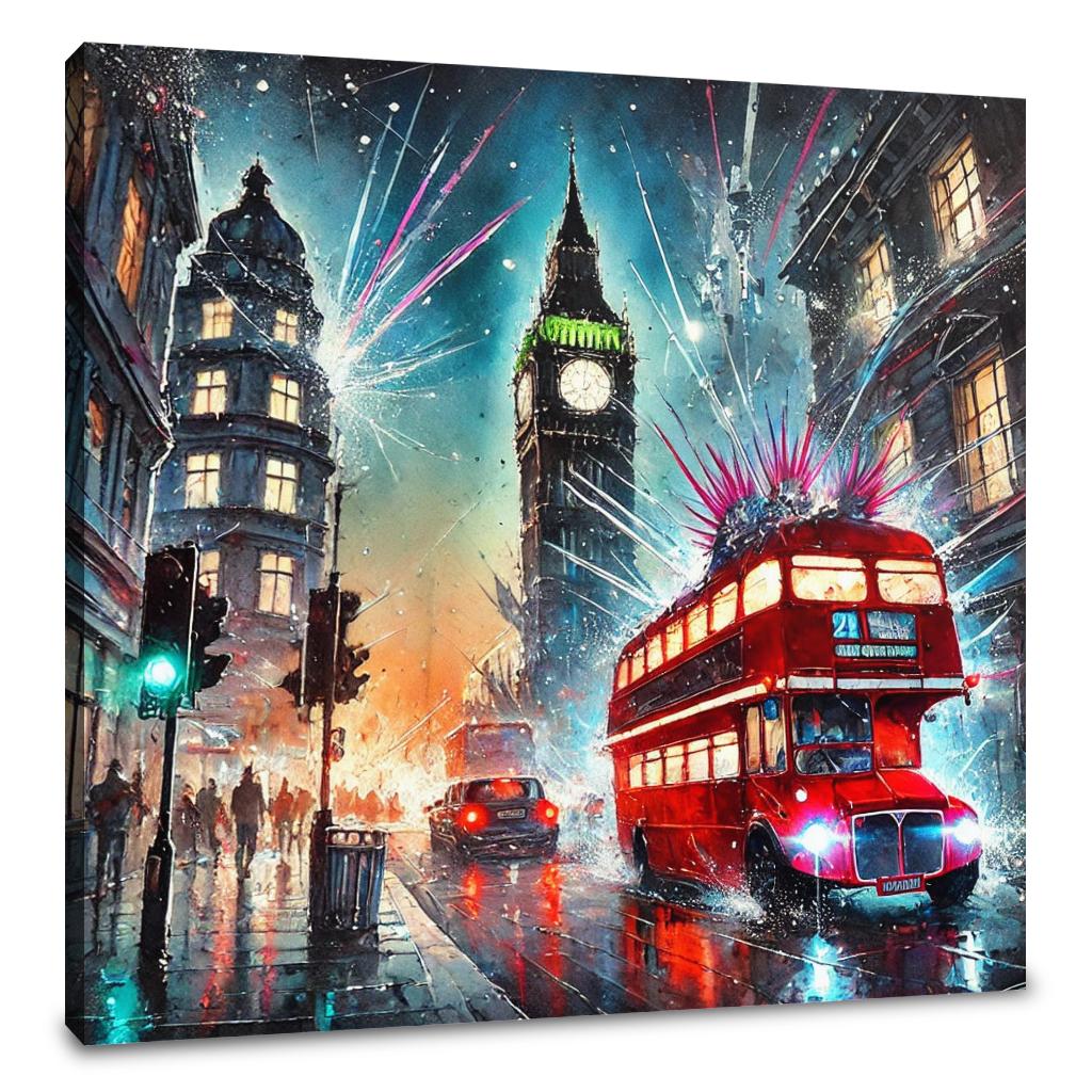 Neon Chaos London Canvas