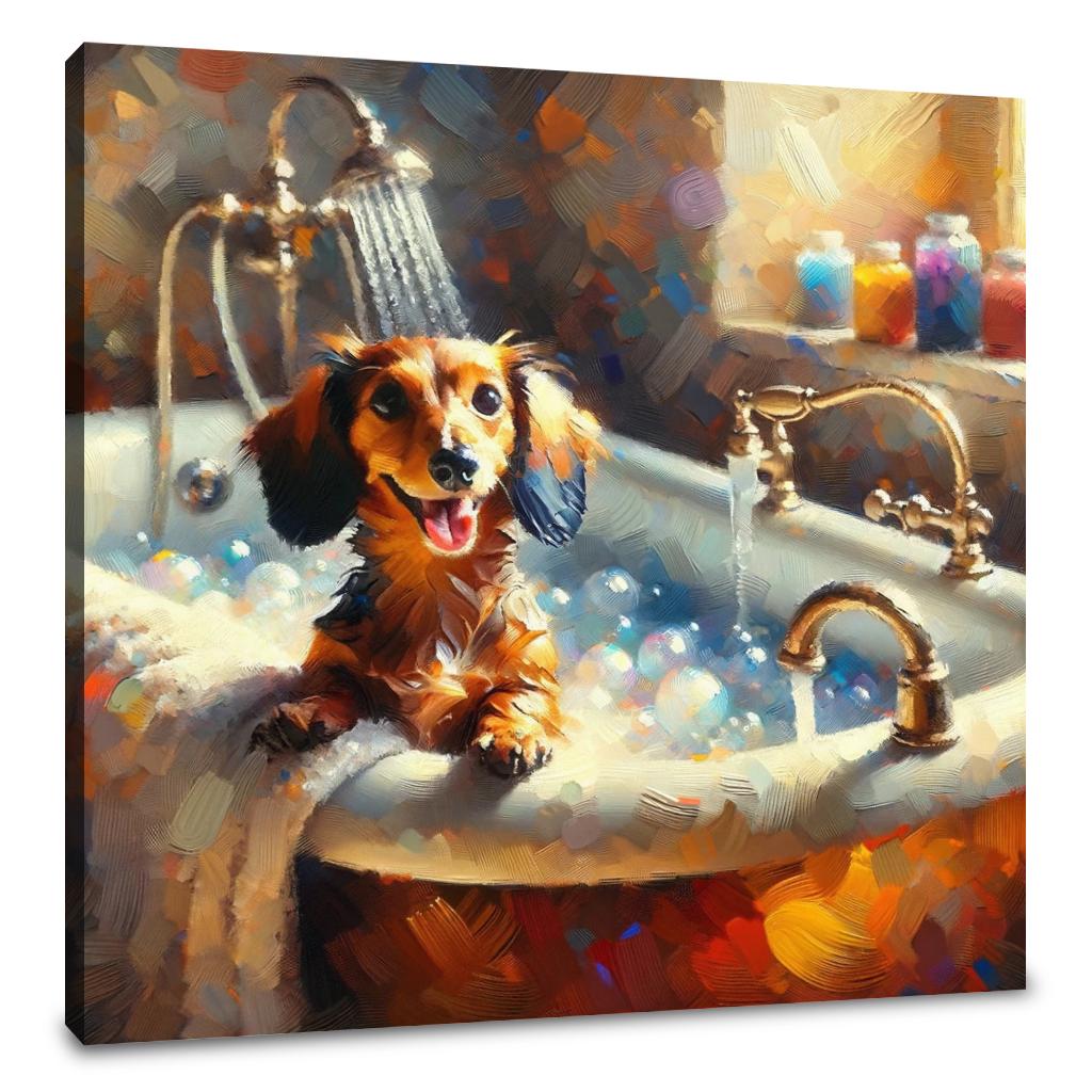 Impressionist Dachshund Soak Canvas