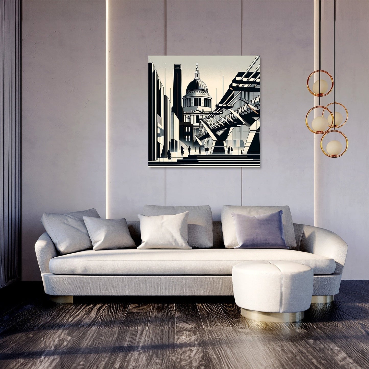London Tate Modern and Millennium Bridge Modernist Canvas