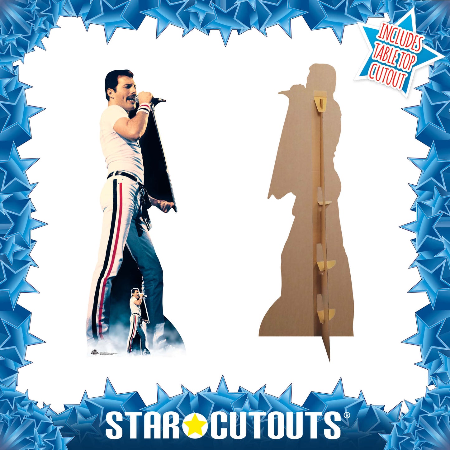 CS700 Freddie Mercury On Stage Icon 1982 Red and Blue Stripes Height 184cm Lifesize Cardboard Cutout With Mini