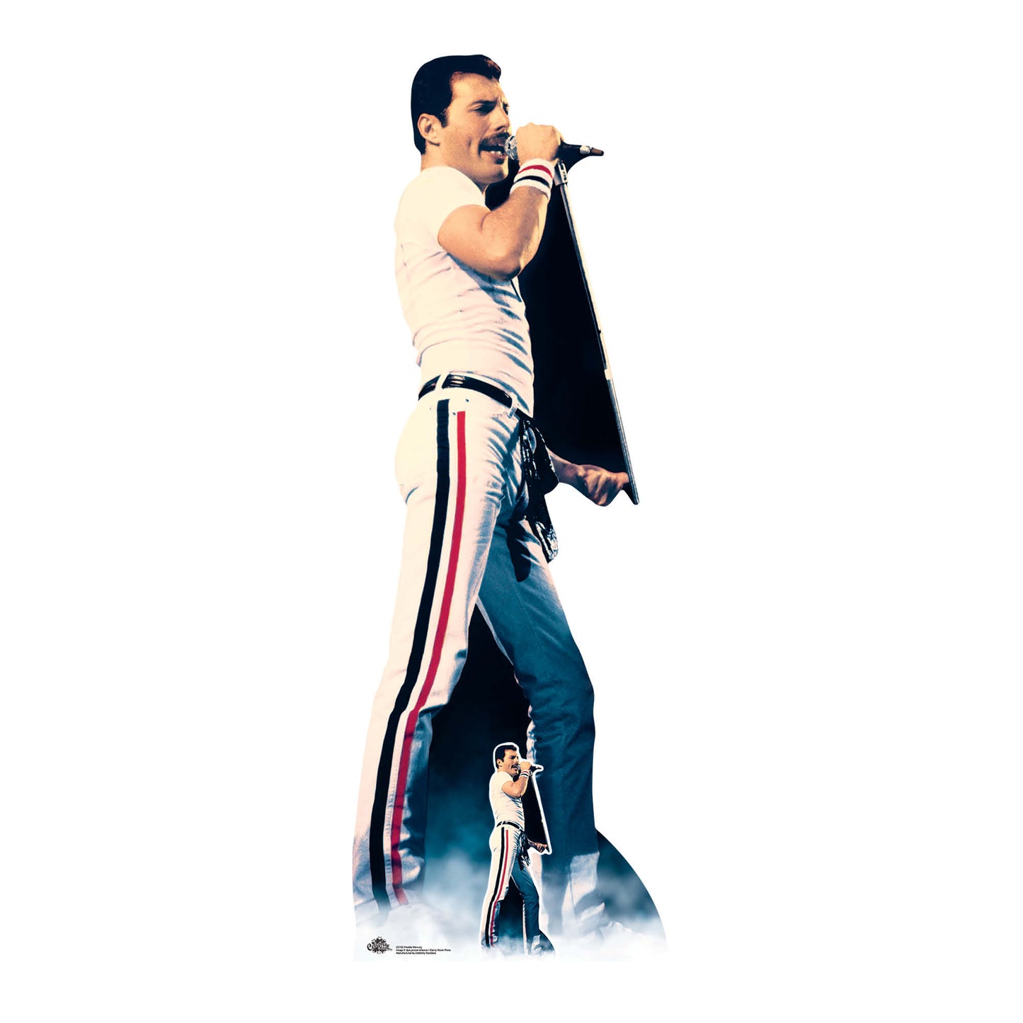 CS700 Freddie Mercury On Stage Icon 1982 Red and Blue Stripes Height 184cm Lifesize Cardboard Cutout With Mini