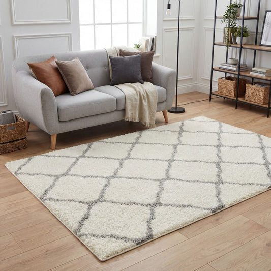 Moroccan Ivory Shaggy Rug | 700