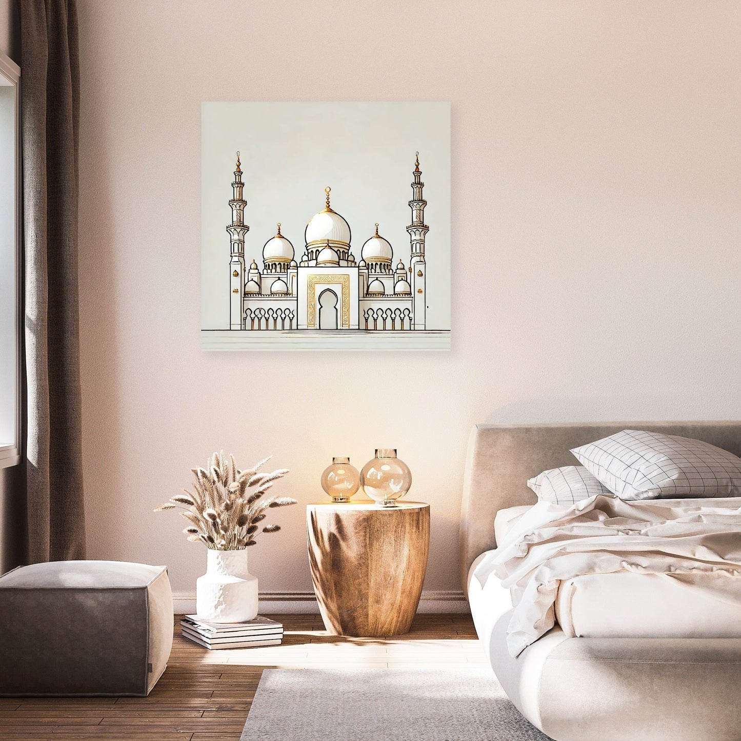 Golden Accents Islamic Temple Canvas