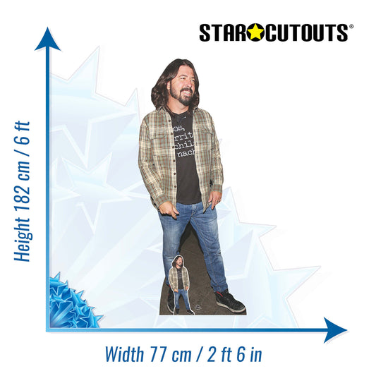 CS702 Dave Grohl Check Shirt Height 182cm Lifesize Cardboard Cut Out With Mini