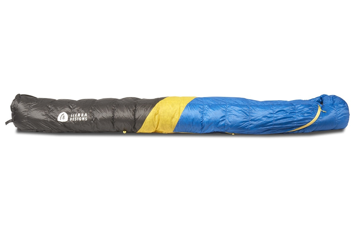 Sierra Designs Nitro 35°F (-3°C) 800-Fill DriDown Sleeping Bag - Long - Blue/Yellow/Peat