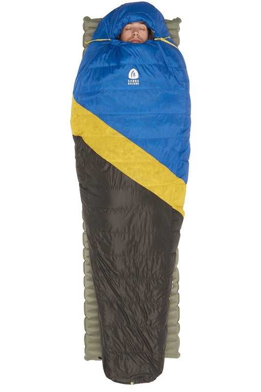 Sierra Designs Nitro 35°F (-3°C) 800-Fill DriDown Sleeping Bag - Regular - Blue/Yellow/Peat
