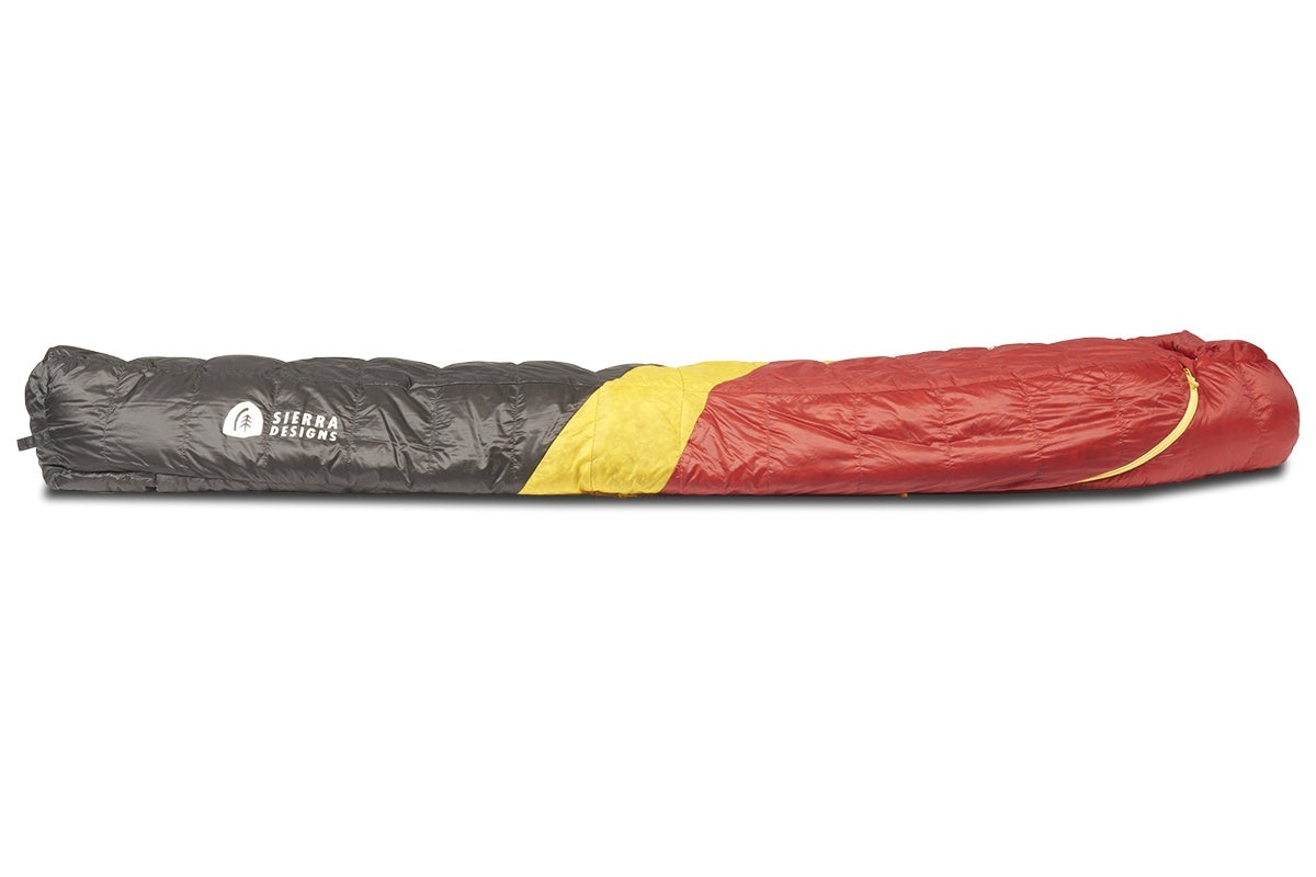 Sierra Designs Nitro 20°F (-7°C) 800-Fill DriDown Sleeping Bag - Long - Red/Yellow/Peat