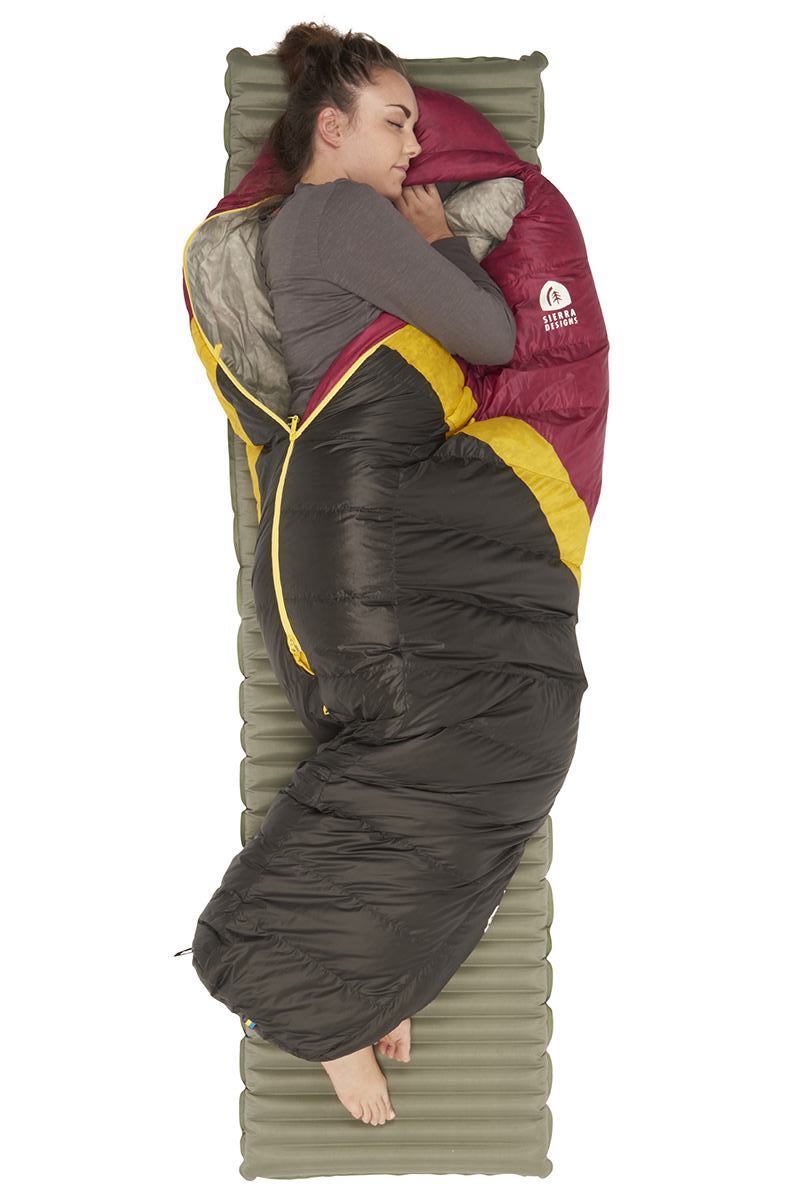 Sierra Designs Women's Nitro 20°F (-7°C) 800-Fill DriDown Sleeping Bag - Regular - Sangria/Yellow/Peat