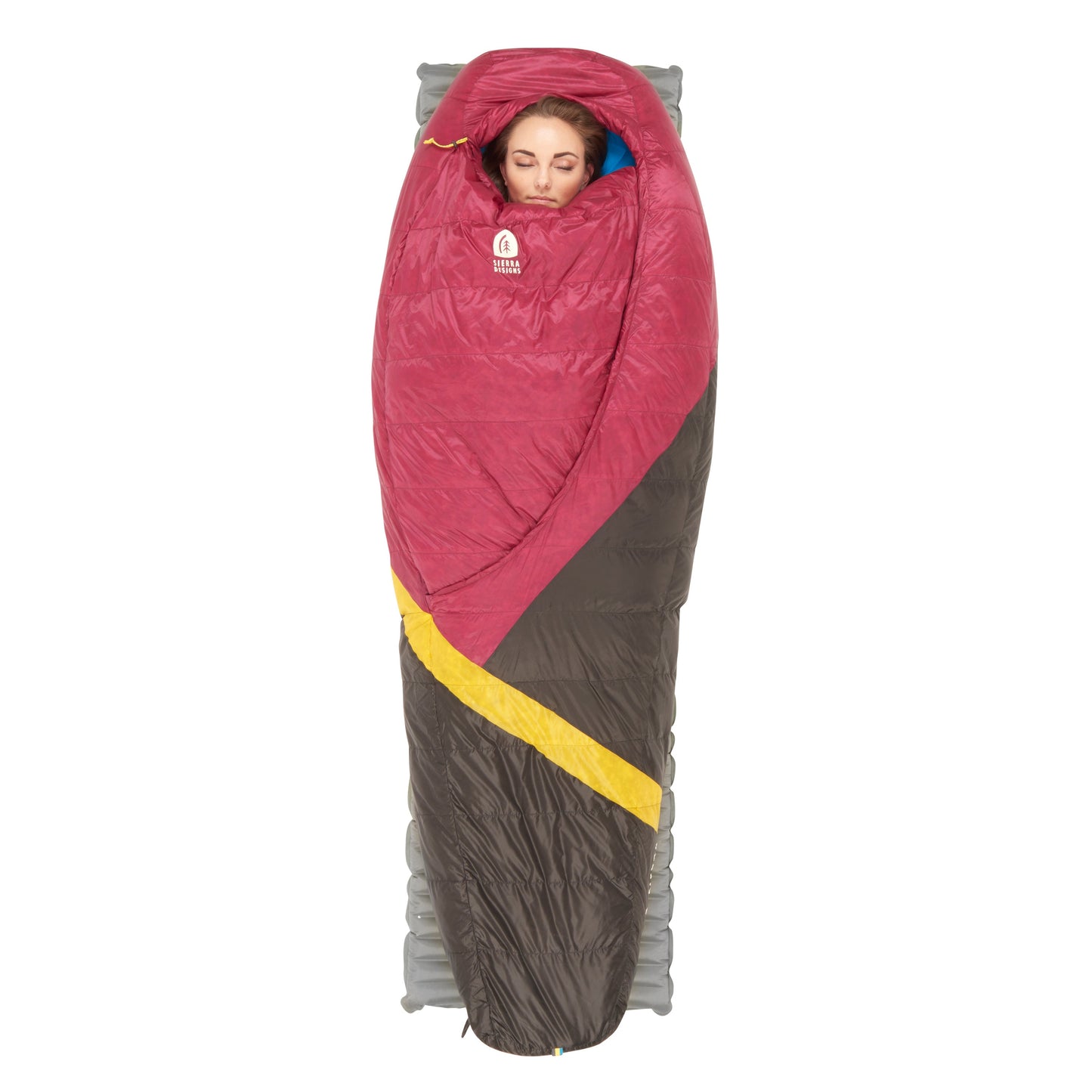 Sierra Designs Women's Cloud 20°F (-7°C) 800-Fill DriDown Sleeping Bag - Regular - Sangria/Yellow/Peat