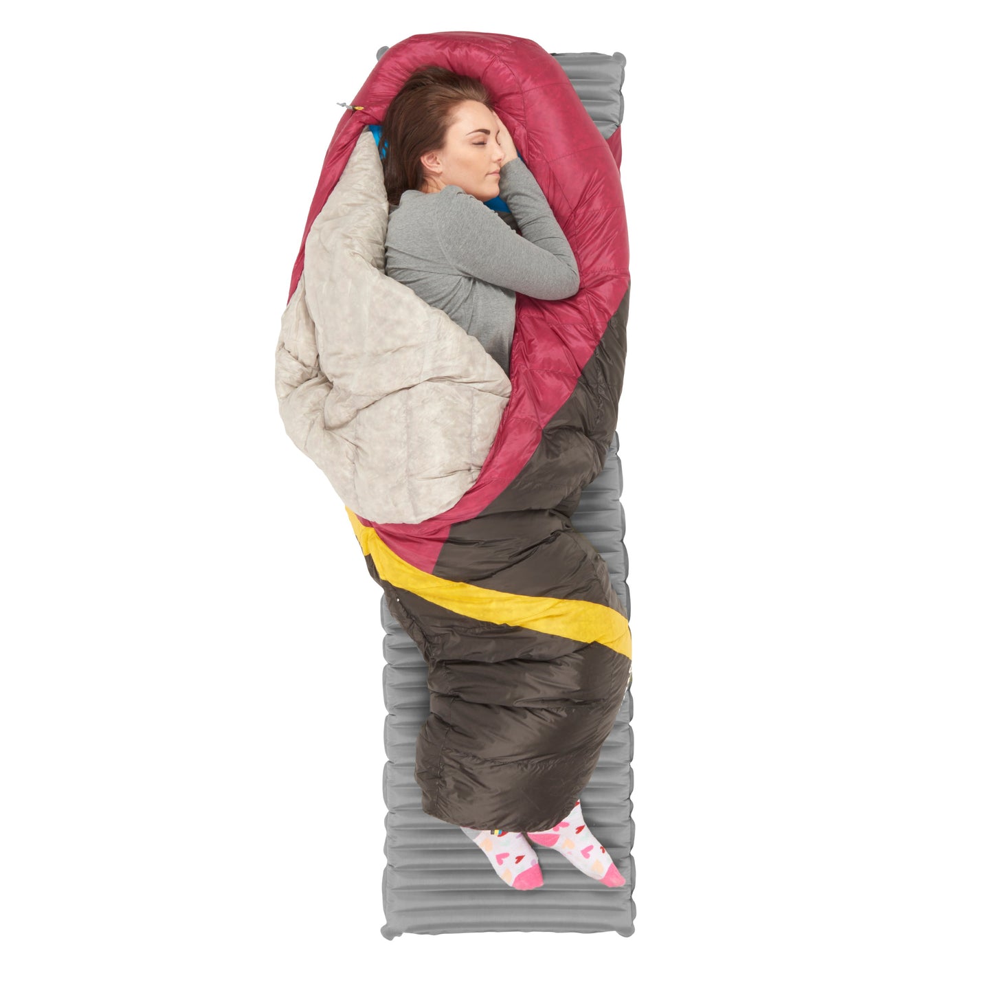 Sierra Designs Women's Cloud 20°F (-7°C) 800-Fill DriDown Sleeping Bag - Regular - Sangria/Yellow/Peat