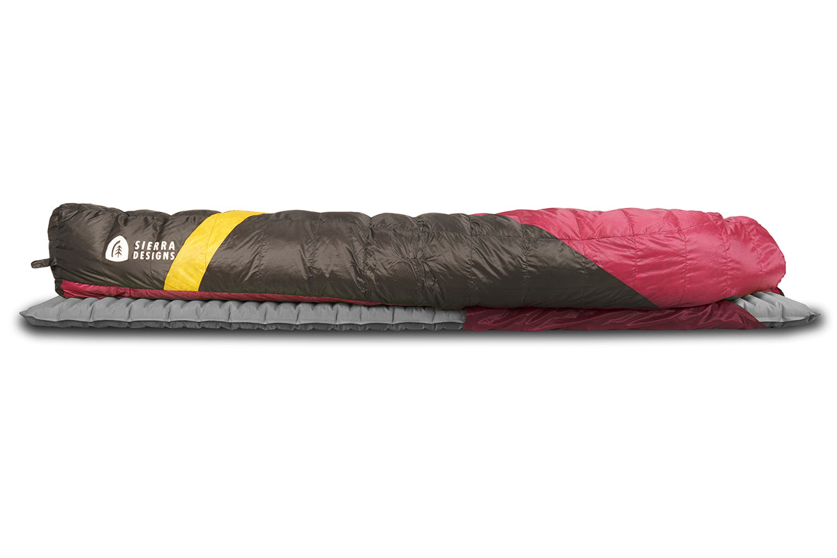 Sierra Designs Women's Cloud 20°F (-7°C) 800-Fill DriDown Sleeping Bag - Regular - Sangria/Yellow/Peat