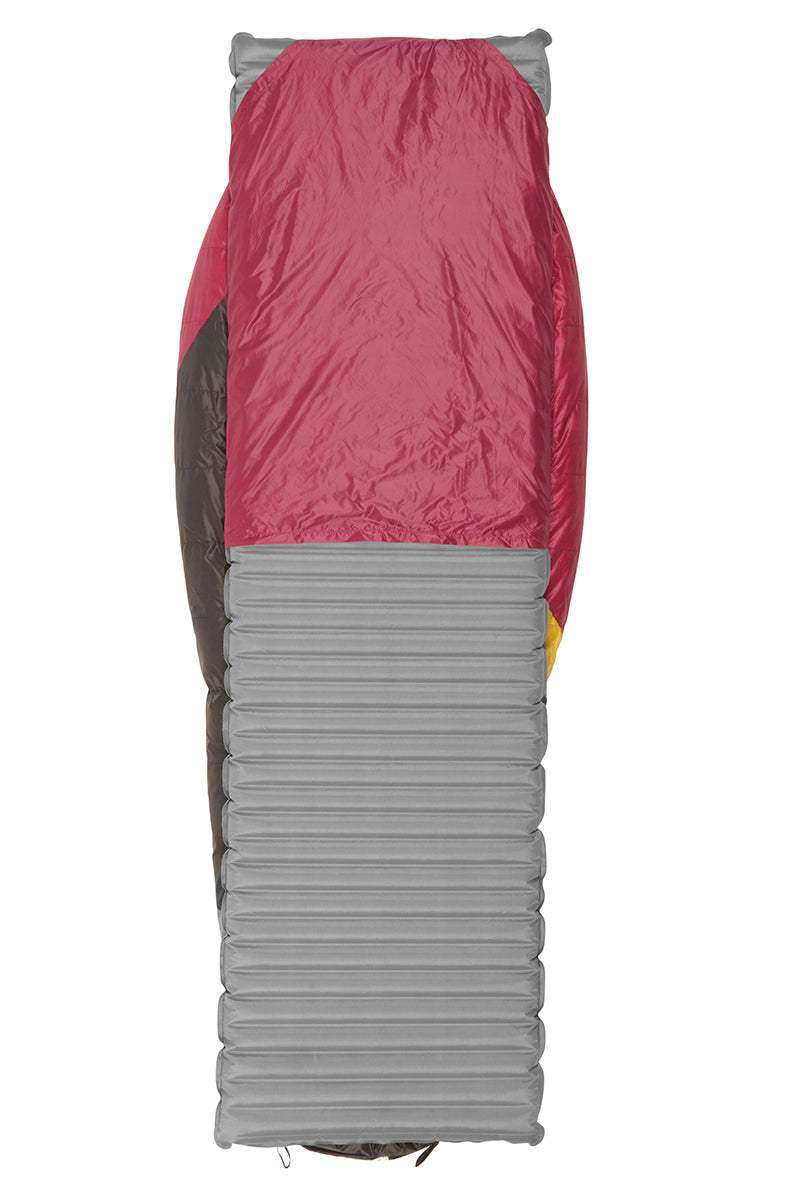 Sierra Designs Women's Cloud 20°F (-7°C) 800-Fill DriDown Sleeping Bag - Regular - Sangria/Yellow/Peat
