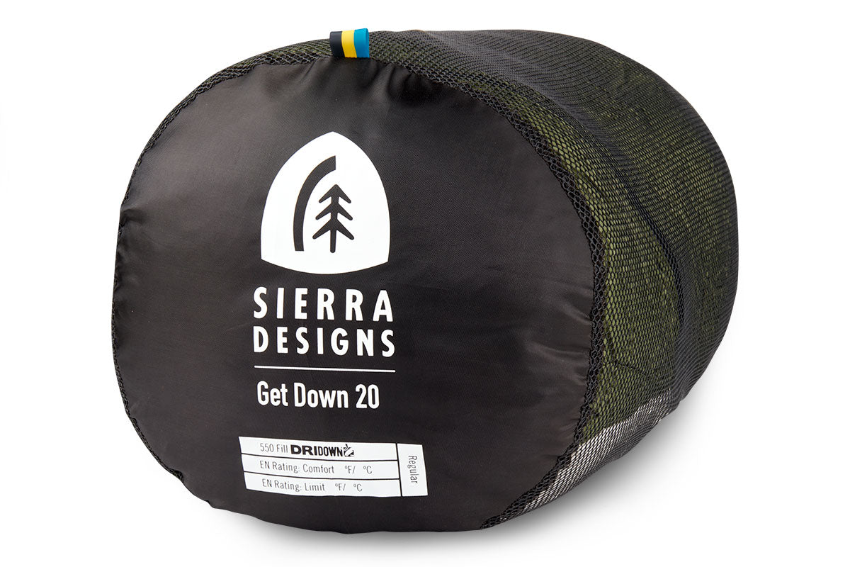 Sierra Designs Get Down 20°F (-7°C) 550-Fill DriDown Sleeping Bag - Regular - Green/White