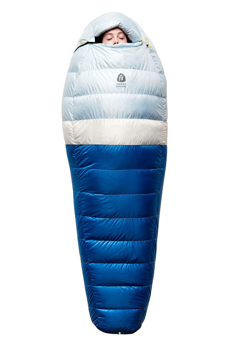 Sierra Designs Women's Get Down 20°F (-7°C) 550-Fill DriDown Sleeping Bag - Regular - Light Blue/Blue