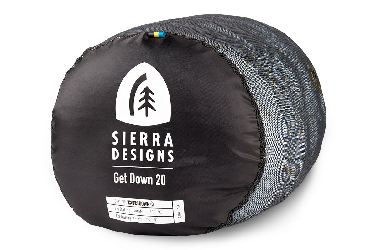 Sierra Designs Women's Get Down 20°F (-7°C) 550-Fill DriDown Sleeping Bag - Regular - Light Blue/Blue