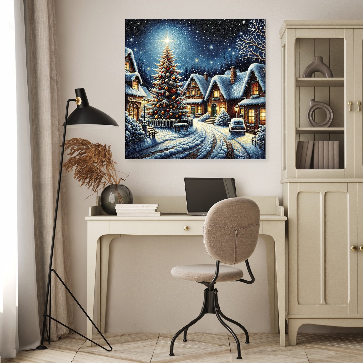 Winter's Melancholy Village Canvas
