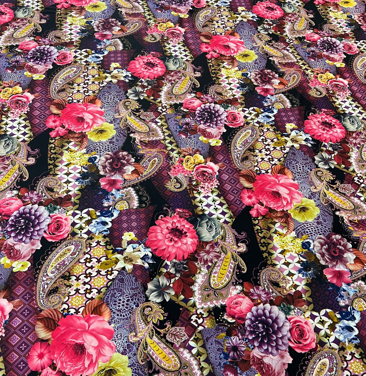 Floral Paisley Printed Swimwear / Sportswear 4 Way Stretch Fabric