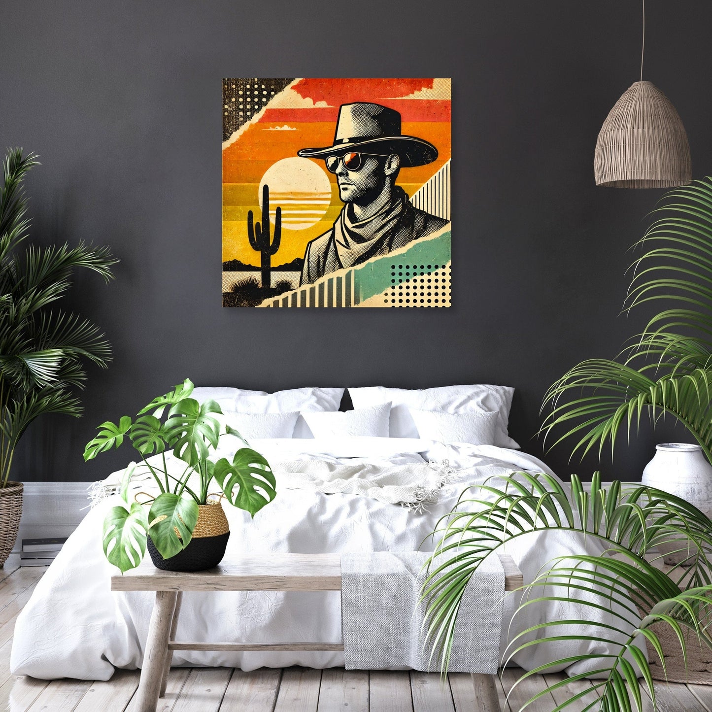 Desert Sunset Cowboy Canvas