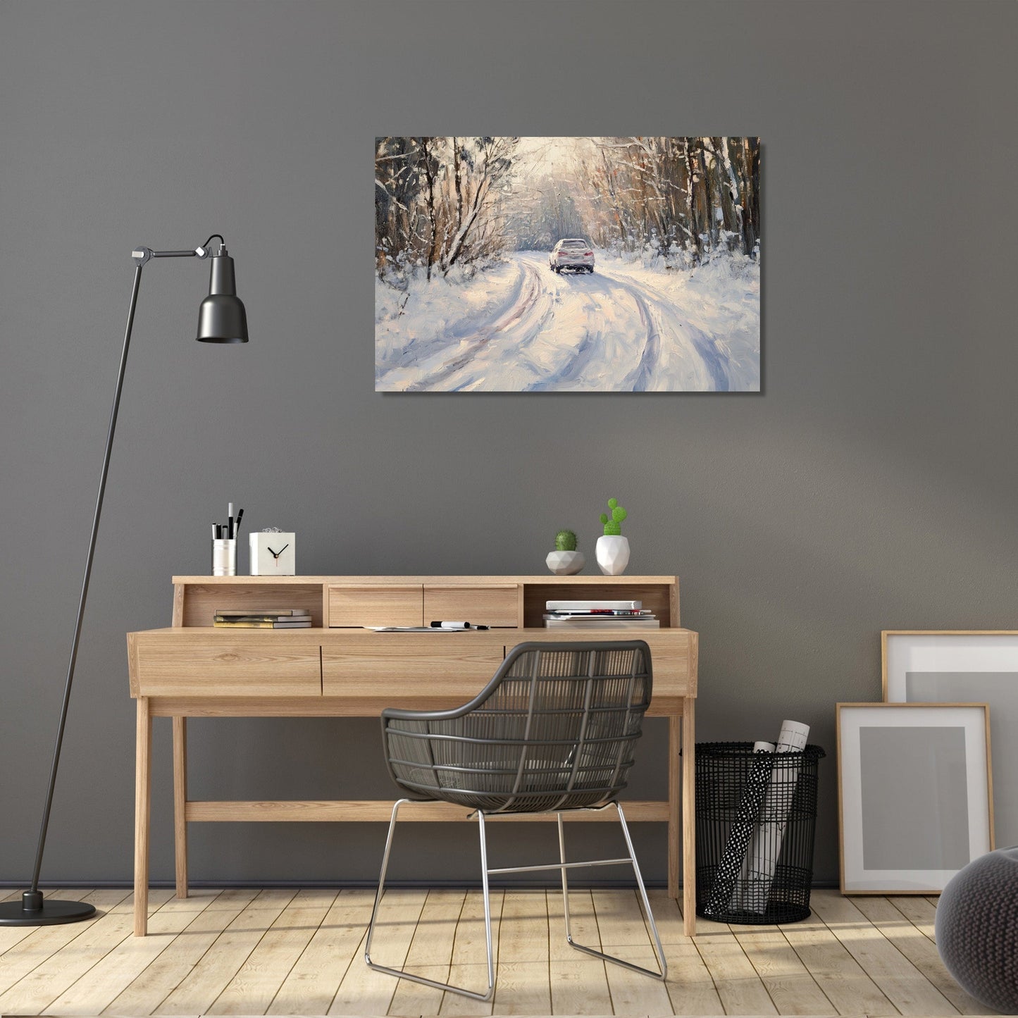 Snowy Car on Winter Canvas