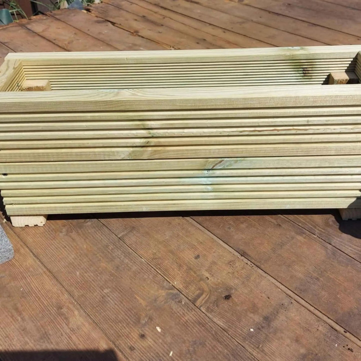 70cm long double tier wooden decking planter