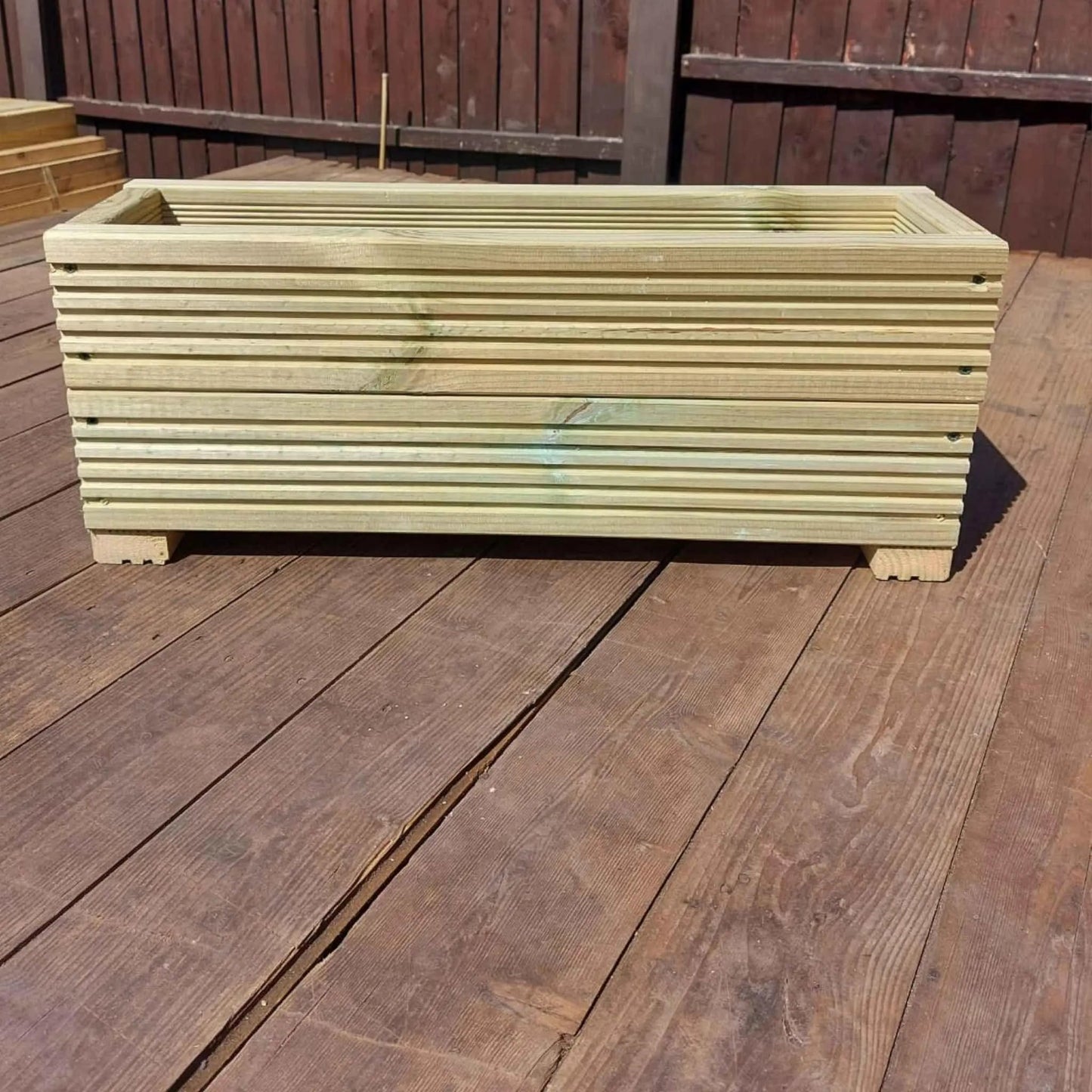 70cm long double tier wooden decking planter