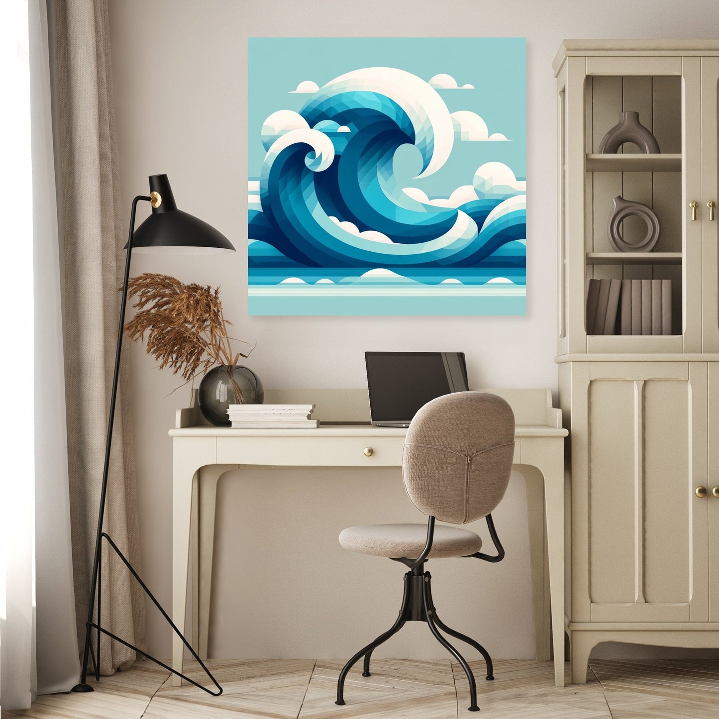 Ocean Wave Geometry Canvas