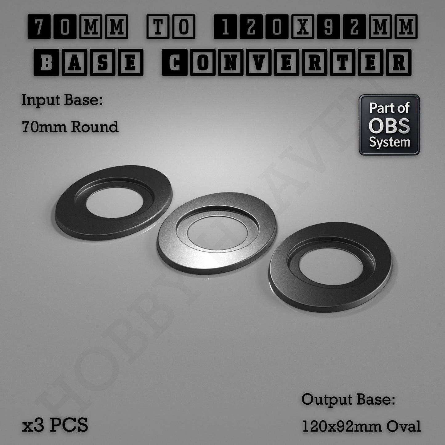 Round To Oval Bases Size Converters 3d Print Full Range