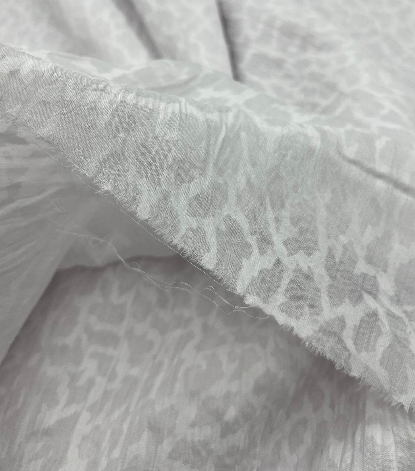 White Animal Crinkled Lightweight Non Stretch Woven Fabric
