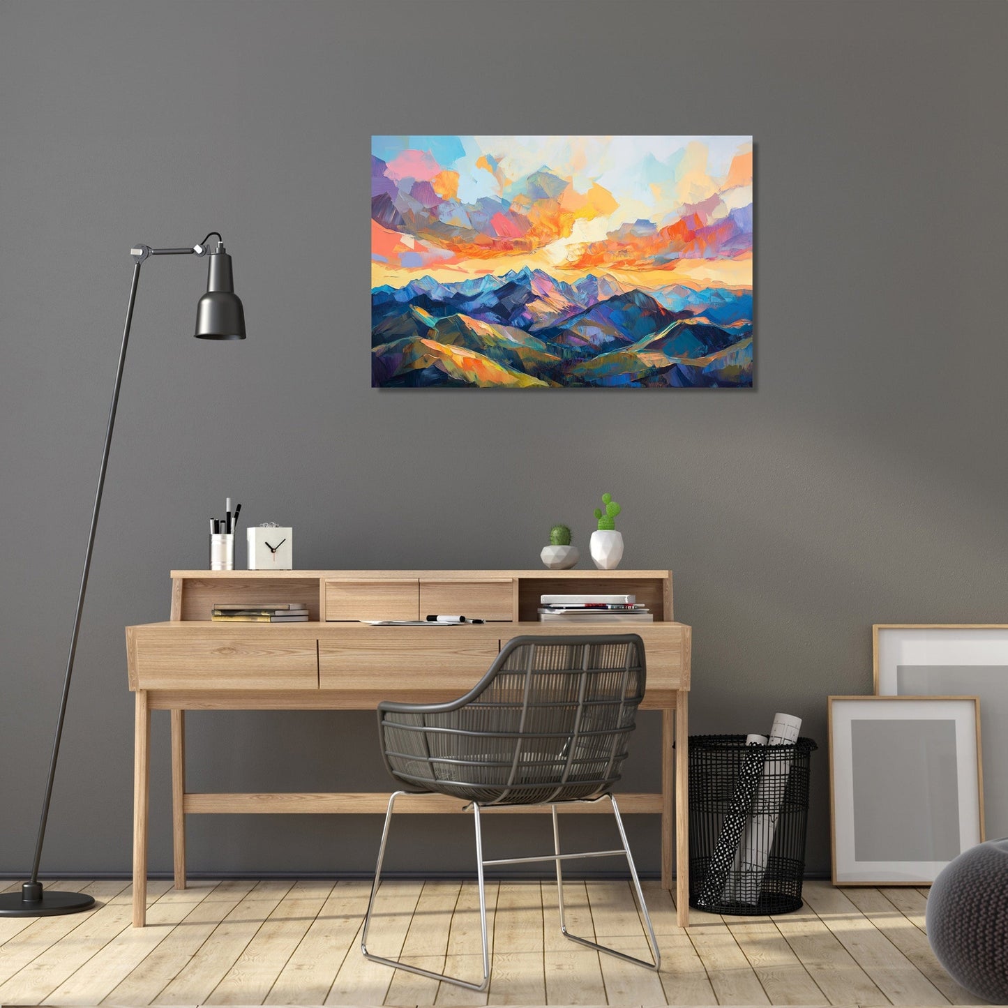 Chaotic Sunset Geometry Canvas