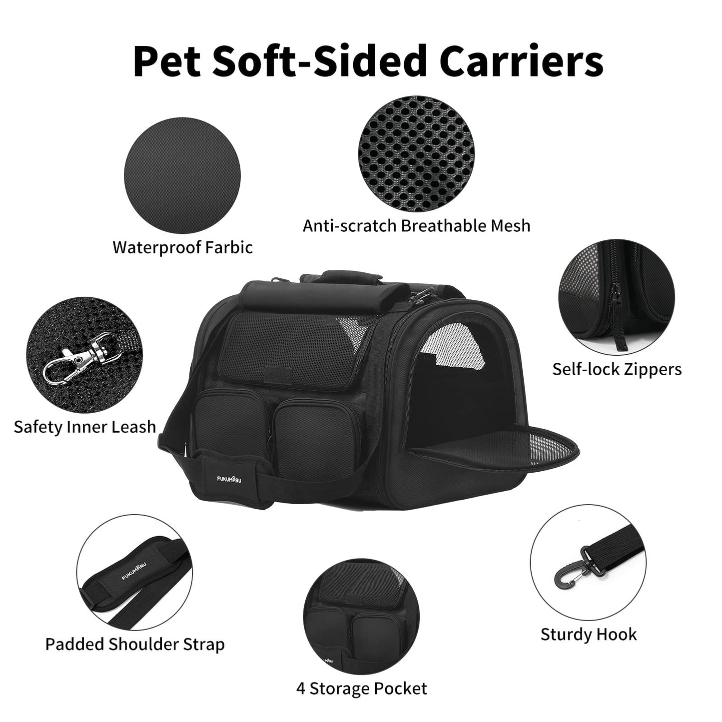 FUKUMARU Cat Carrier, Black