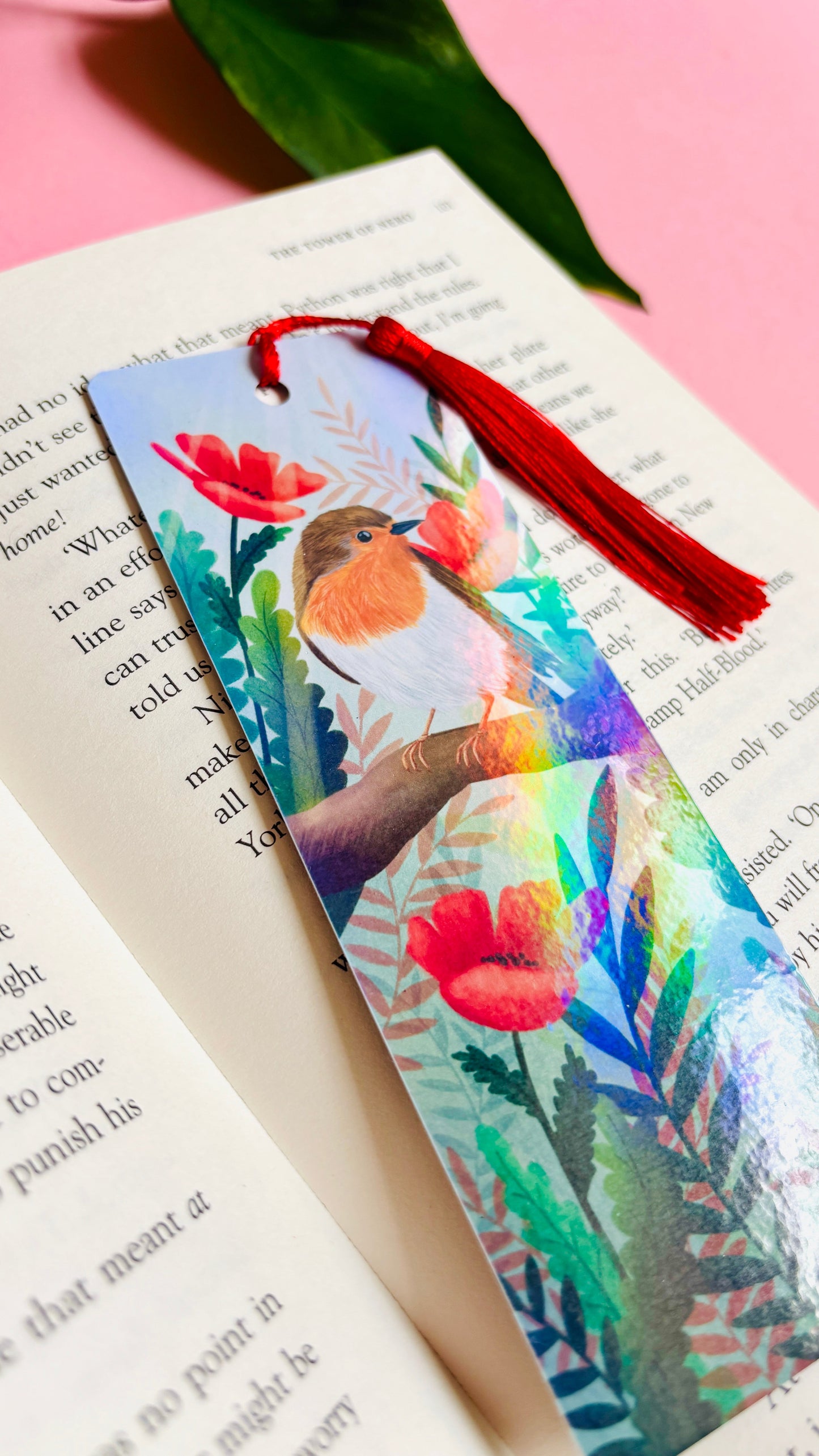 Robin Holographic Bookmark- Handmade Bookish Gift