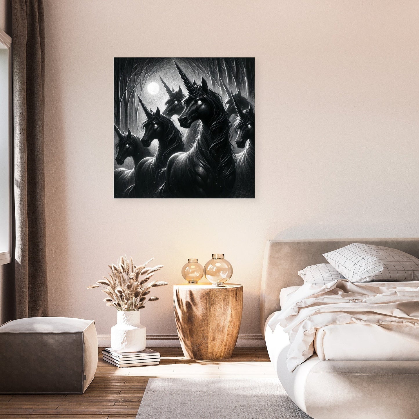 Moonlit Shadows Unicorns Canvas