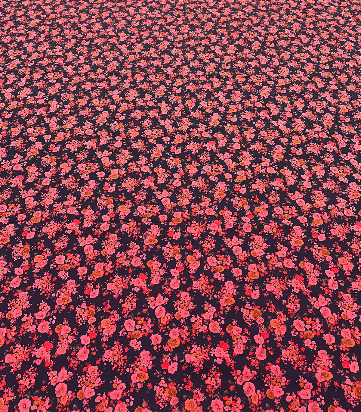 Purple Ditsy Floral Compact Crepe Fabric 2 Way Stretch