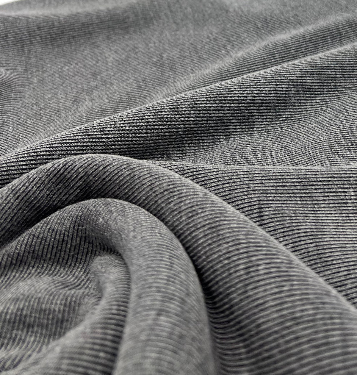 Grey Black Fine Rib Stretch Fabric