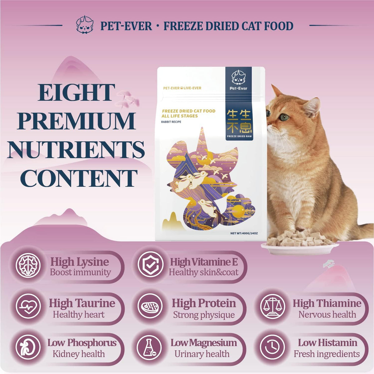 Freeze-dried Raw Cat Food All Life Stages, Rabbit Recipe  (400g)