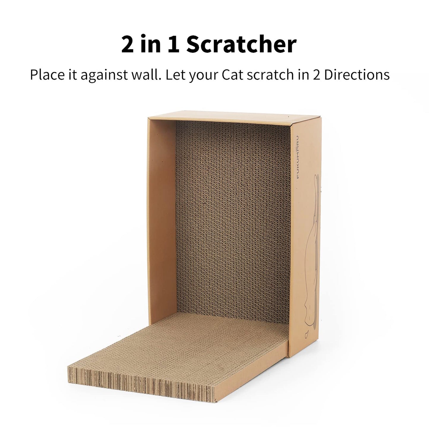FUKUMARU Cat Scratcher Box with 5 Reversible Cardboard Refill Pads — 2-in-1 Scratch Pad & Lounger (40 x 28 cm) (Copy)