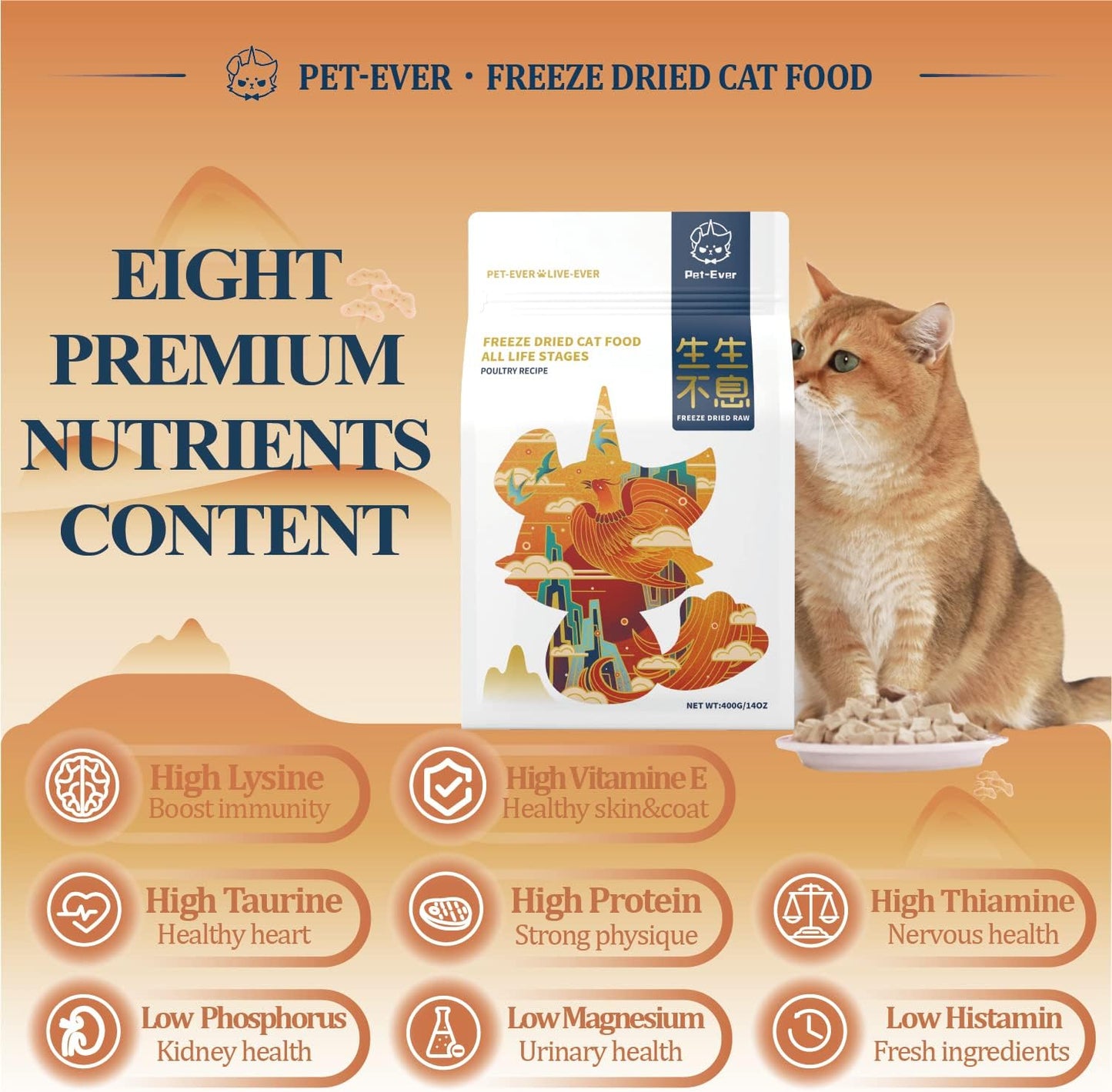 Freeze-dried Raw Cat Food All Life Stages, Poultry Recipe  (400g)