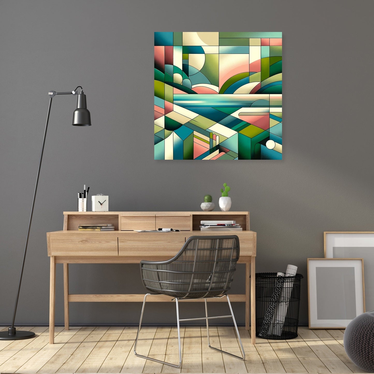 Serene Geometric Landscape Canvas