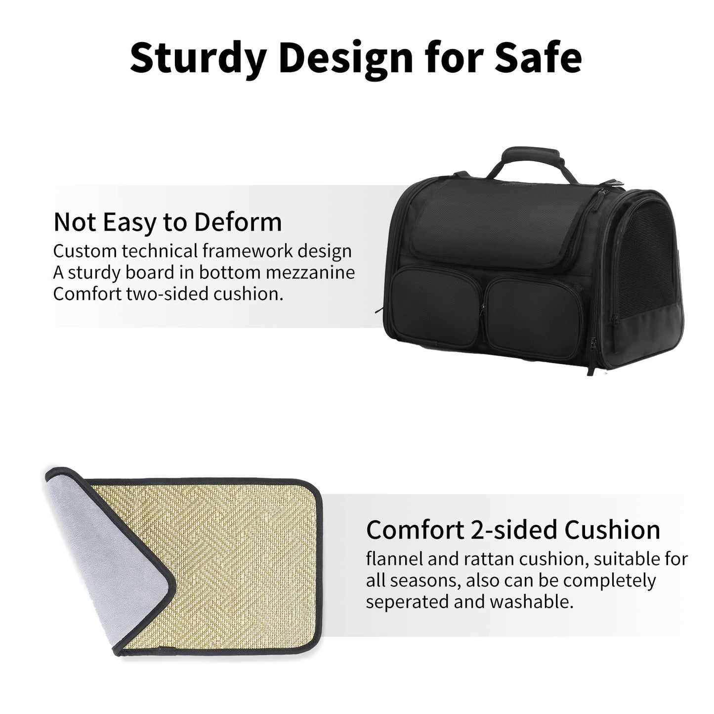 FUKUMARU Cat Carrier, Black