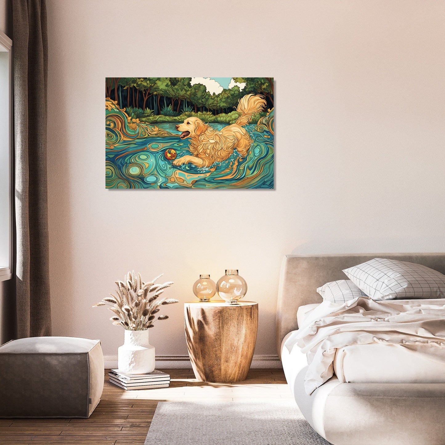 Golden Retriever Lakeside Canvas