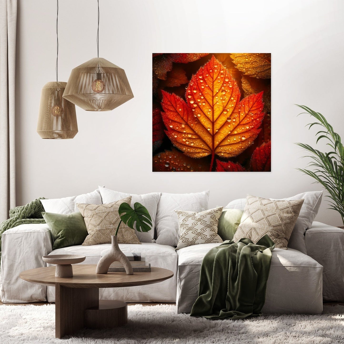 Dew-Kissed Autumn Leaf Canvas
