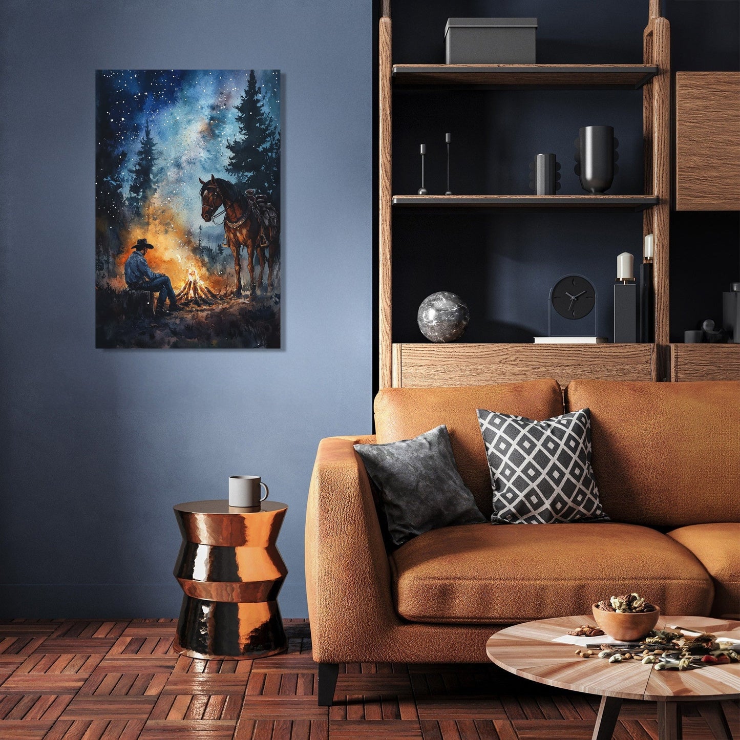 Cowboy's Fireside Canvas