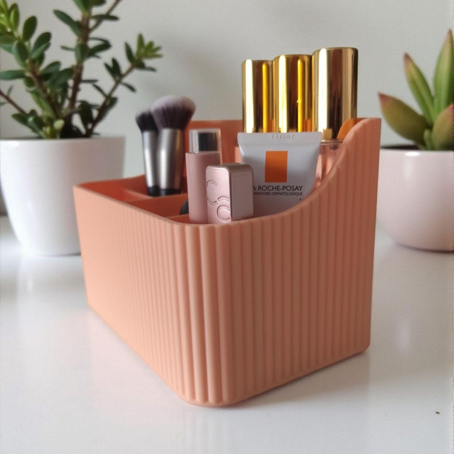 Ribbed Vanity Organiser | Luxury Six-Section Makeup & Skincare Storage