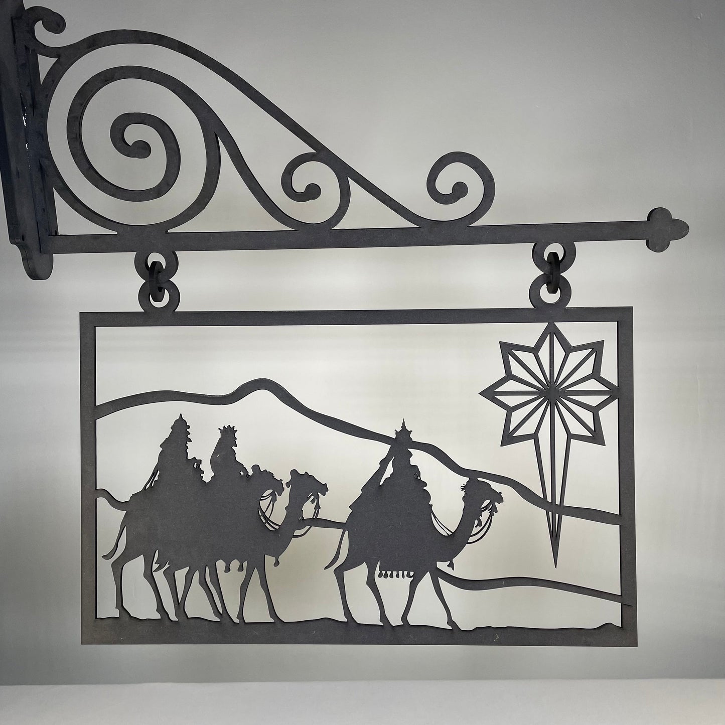 Hanging Novelty Nativity Scene Sign - Handmade Ornament by Curious Rabbit ®