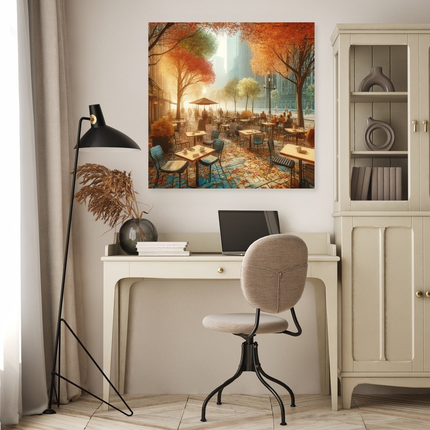 Autumn Morning Cafe Canvas
