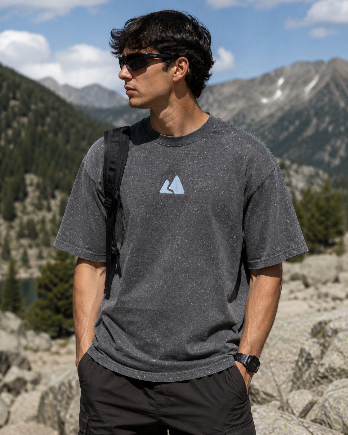 Washed Grey Cotton Drop Shoulder Tee - Oversized Unisex
