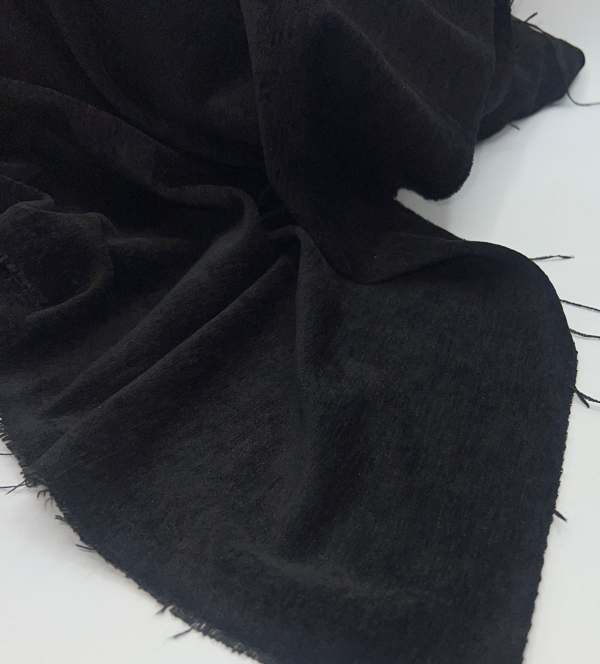 Black Wool Poly Blend Flannel Non Stretch Fabric