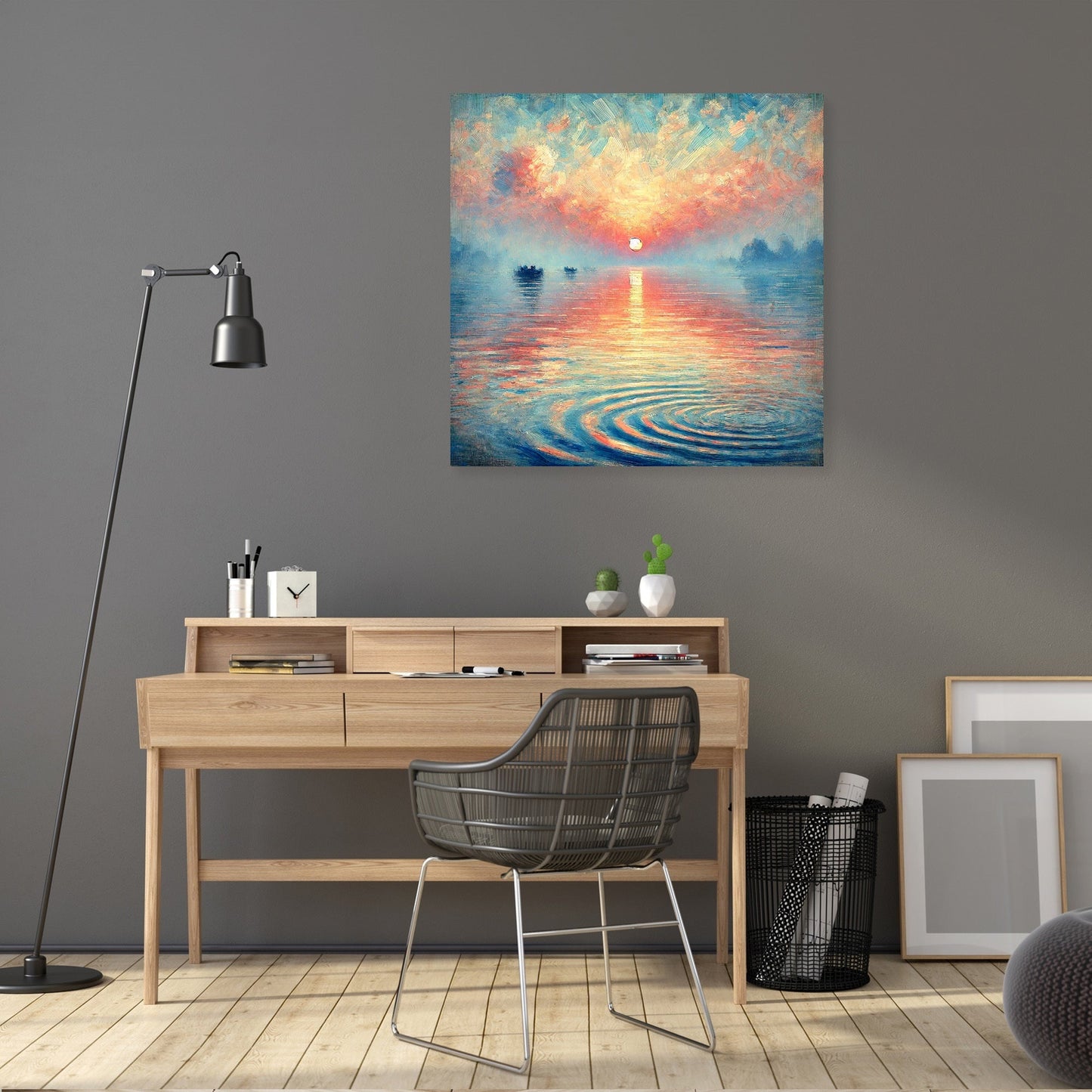 Pastel Sunrise Over Water Canvas